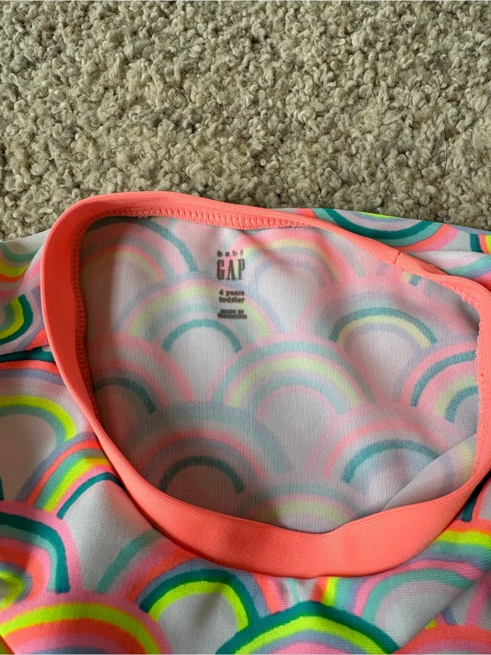 Gap Toddler Girl 4T Swimsuit Rashguard Bottoms Set Rainbow Coral Pink